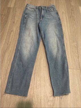 Hollister Light Blue Straight Jeans with Raw Hem